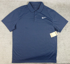 Nike Golf Polo Men LG Navy Blue Dri-FIT Short Sleeve Performance Shirt Light NWT