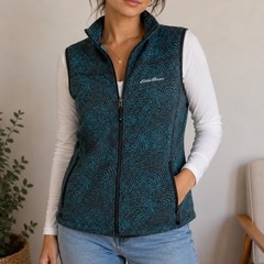 Eddie Bauer Women’s Medium Soft Shell Vest Blue Black Full Zip Outdoor Hiking