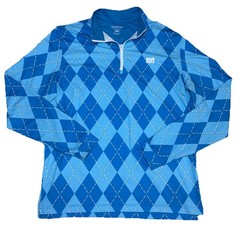 Good Good Golf Men’s Large Long Sleeve Blue Argyle 1/4 Zip Pullover