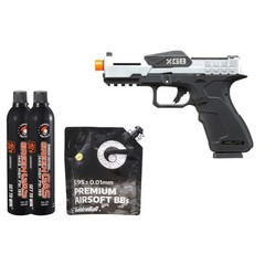 Poseidon CSI XG8 Gas Blow Back Aluminum Pistol – Green Gas Combo – (Metal/silve