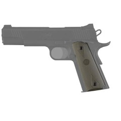 Hogue 1911 Government Model Checkered Grip Panels-OD Green Rubber-45011