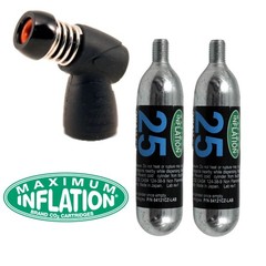 Maximum 3/8″ CO2 Inflator Kit Presta/ Schrader +(2) 25g Threaded Cartridges
