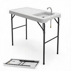Outdoor Folding Portable Fish Hunting Cleaning Cutting Table Camping Sink Faucet