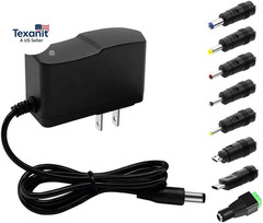 9V DC Power Supply 1A AC Adapter, 100-240V 50/60Hz 9 Volts 1Amp 600Ma Transforme