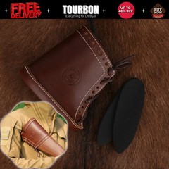 TOURBON Real Leather Rifle Buttstock Cover Slip on Shotgun Recoil Pad Adjustable