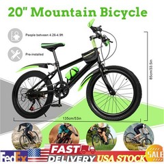 20″ Kids Carbon Steel Mountain Bike Teenager Children 7 Speed Disc Brake Bicycle