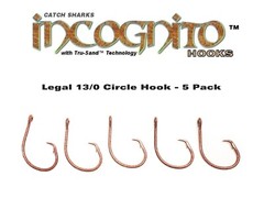 Legal 13/0 High Carbon Steel Circle Hook Tru-Sand Coated Land-based Shark 5 Pack