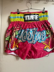 TUFF Muay Thai Shorts XL Pink Bird Graphic Kickboxing Training Thailand