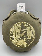 Vintage Camping Mess Kit Green Canvas Pouch Desert Cactus Skull Made In Japan