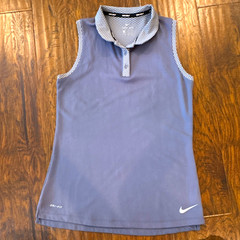 Nike Golf Dri-FIT Women’s Sleeveless Collared Polo Gray/White M Logo