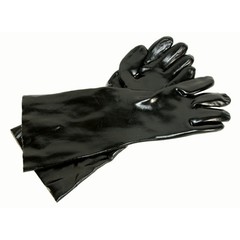 18 INCH BLACK ELBOW LENGTH GAUNTLET GLOVES WITH FABRIC LINER TRAPPING FARM