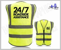 24/7 Roadside Assistance Safety Vest Yellow Reflective Strips M-L-XL
