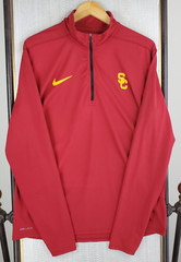NIKE x USC Size Large Mens 1/4 Zip Dri-Fit Windshirt Thumbhole Cuffs Stretch Red