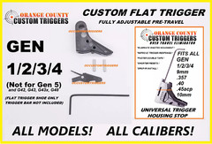 CUSTOM FLAT TRIGGER SHOE FOR GLOCK (FULLY ADJUSTABLE) w/ TRIGGER HOUSING STOP***