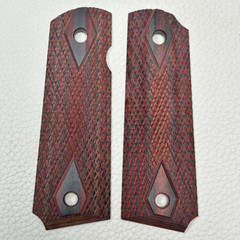NEW Pristine 1911 Rosewood Full Size Government Grips Double Diamond Checkered
