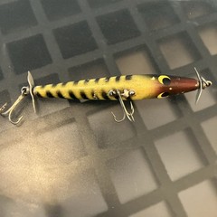 Vintage Wood Smithwick Devil’s Horse Lure Yellow Black Stripper Surface Rig
