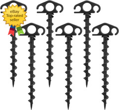 6 Pack Heavy Duty Spiral Tent Stakes Screw In Ground Anchors for Camping