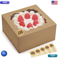 Eupako 10X10X5-Inches-Cake-Boxes-With-Window-25Pcs-Brown-Bakery-Boxes For Pies
