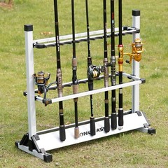 AIRKOUL 24 Holes Aluminum Fishing Rod Rack Stand Pole Holder Display Organizer