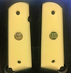 1911 Fits Colt & Clones Grips Faux Ivory U.S. Fits ALL Gov. models A+