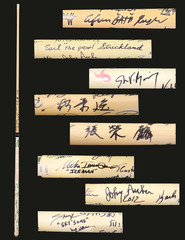 2012 U.S. Open Cue–50 Pros & Legends Signatures–Reyes, SVB, Strickland, Shaw