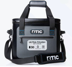 RTIC Outdoors Soft Pack 30-Can Cooler Insulated Drink Carrier Bag Blue Gray