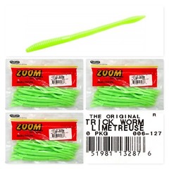(3) Unopened Packs Zoom 6″ Trick Worms Limetreuse 006-127 Brand New