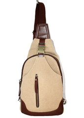 ANTIK KRAFT Samara Sling Backpack Camel Tan Canvas Brown Vegan Leather