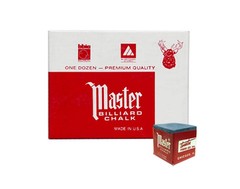 Master Billiard/Pool Cue Chalk – Sky/Tournament Blue – 1 Pack/12 Pieces
