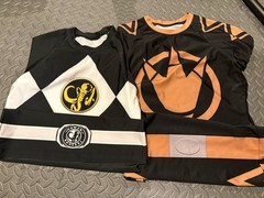 Power Rangers Rash Guard Bundle Adult M White Ranger Gold Ranger BJJ MMA 2pc