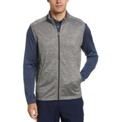 PGA TOUR Abstract Textured Full-Zip Fleece Golf Vest Gray Heather Size L