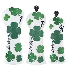 Craftsman Golf Green Lucky Clover White Headcover For Driver Woods Hybrids
