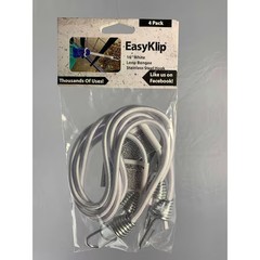EASYKLIP BL416W 16″ White Loop Bungee With Stainless Steel Hook, PK4