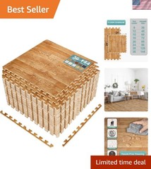 Wood Grain Floor Tiles Foam Mat EVA Interlocking Mats Tile 3/8-Inch Thick Flo…
