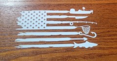 American Flag Fish Sticker USA Fishing Decal Car Vehicle Window Graphic Bumper 2