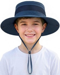 Kids Sun Hat UPF 50+ Toddler Summer Bucket 5-13 Years, Dark Blue