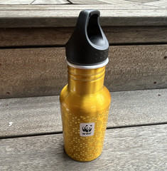 WWF 16 fl oz Yellow Metal Reusable Water Bottle w/ Black Screw-On Lid
