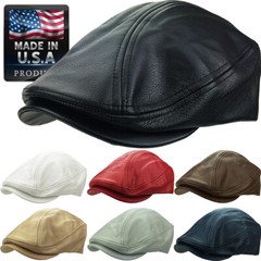 Made in USA 100% Genuine Leather Ascot Newsboy Ivy Hat Cap Gatsby
