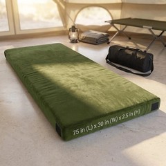 Memory Foam Camping Mattress 30″ Wide Sleeping Pad Tent Car Floor Bed Roll Green