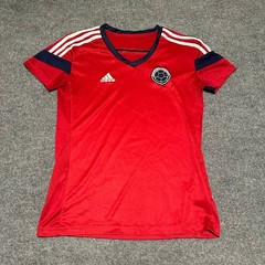 Adidas Colombia National Team Red Soccer Jersey V-Neck Womens Medium FCF
