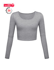 Light Grey Crop Tops for Women Cotton Ladies Athletic Small, Heather