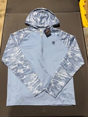 NWT MEN’S AHEAD USA 1/2 ZIP HOODIE, SIZE: M, COLOR: LIGHT BLUE CAMO (M5.1)