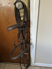 Dover Saddlery Horse Sz Suffolk Hunter Bridle Oakbark Brown Finely Stitched EUC