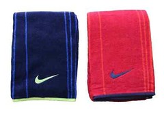 Nike Striped Jacquard Towels 2 Pack Large Midnight Navy & Gym Red