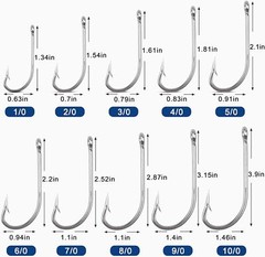 50pcs Stainless Steel Fishing Hooks O’Shaughnessy Forged Long Shank J Fish Hooks