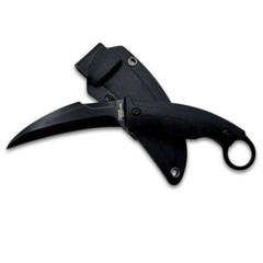 K-Tac 3.15″ D2 Steel Karambit Fixed Blade w/ Black Sheath By Doug Marcaida