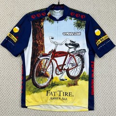 Vtg Pearl Izumi 3/4 Zip Cycling Jersey Men L Fat Tire Amber Ale New Belgium Brew