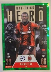 2024 Match Attax Extra UEFA Rafael Leao Hat-Trick Hero Green Foil #198 AC Milan