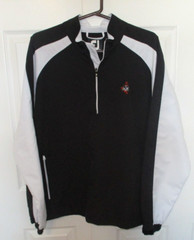 Footjoy Mens sz M Black / White Quarter Zip Golf Windbreaker Pirate Logo