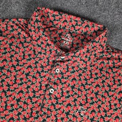 Rhoback Pointsettia Polo Shirt Mens XXL Red Green Floral Christmas Performance